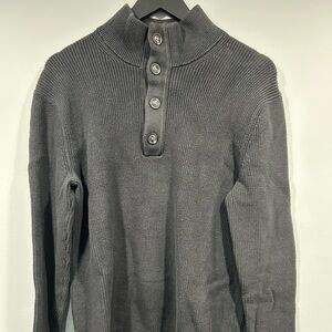 Banana Republic Mens Mock Neck Button Sweater Ribbed Knit Pullover Small